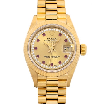 ロレックス デイトジャスト 69178LR シャンパン/ミリヤードダイヤモンド/ルビー レディース 時計 【中古】【wristwatch】