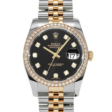 ロレックス デイトジャスト 116243G ブラックコンピュータ/ダイヤモンド メンズ 時計 【中古】【wristwatch】