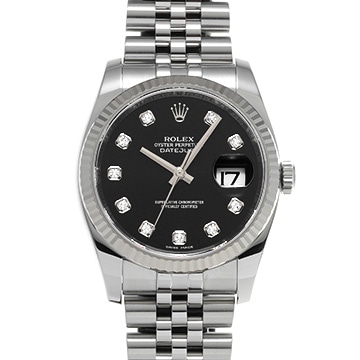 ロレックス デイトジャスト 36 116234G ブラック/ダイヤモンド メンズ 時計 【中古】【wristwatch】