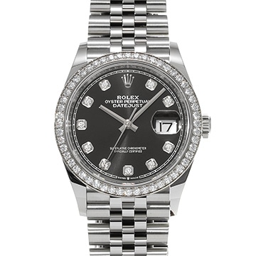 ロレックス デイトジャスト 36 126284RBR ブライトブラック/ダイヤモンド メンズ 時計 【中古】【wristwatch】