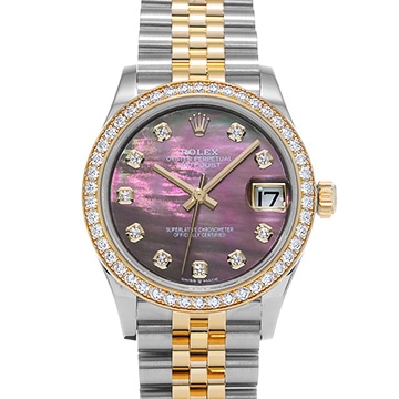 ロレックス デイトジャスト 278383RBR ブラックシェル/ダイヤモンド ユニセックス 時計 【中古】【wristwatch】