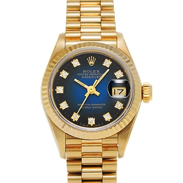 ロレックス デイトジャスト 69178G ブルー・グラデーション/ダイヤモンド レディース 時計 【中古】【wristwatch】