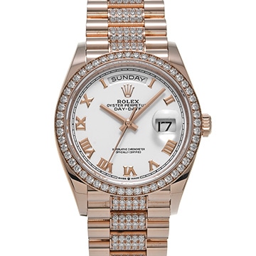 ロレックス デイデイト 36 128345RBR ホワイト/ダイヤモンド メンズ 時計 【中古】【wristwatch】