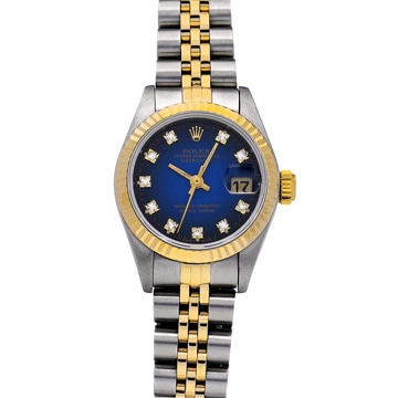 ロレックス デイトジャスト 69173G ブルー・グラデーション/ダイヤモンド レディース 時計 【中古】【wristwatch】