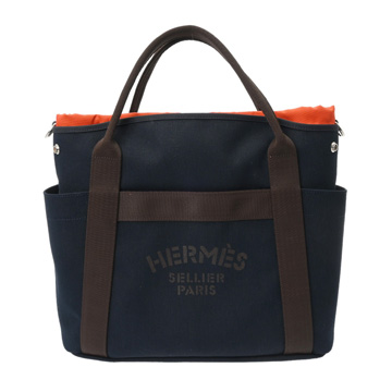 エルメス サックドパンサージュ  ネイビー/フー トワルシェブロン/ブライドルレザー ユニセックス バッグ 【中古】【bag】