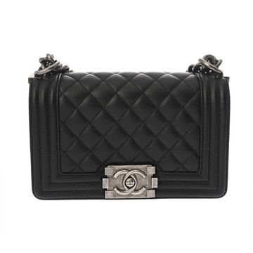 シャネル ボーイシャネル スモールハンドバッグ 20cm ブラック A67085 グレインドカーフスキン レディース バッグ 【中古】【bag】