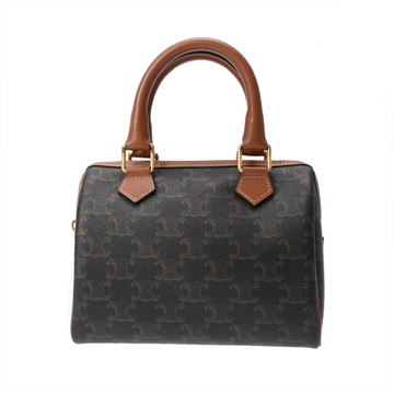 セリーヌ スモール ボストン タン 113772CAS.04LU トリオンフ キャンバス/カーフ レディース バッグ 【中古】【bag】