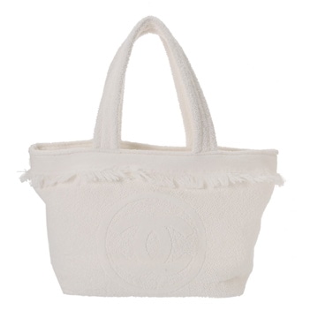 シャネル ビーチバッグ  ホワイト コットン100％ ユニセックス バッグ 【中古】【bag】