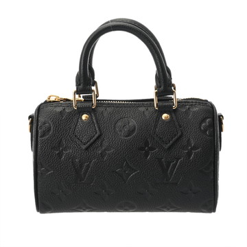 ルイ ヴィトン モノグラムアンプラント ナノ スピーディ 2WAY ノワール M82450 レザー レディース バッグ 【中古】【bag】