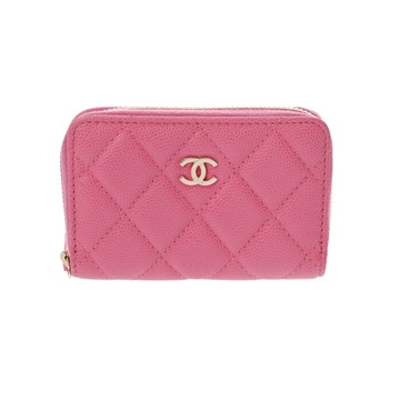 シャネル マトラッセ クラシック ジップ コインパース ピンク AP0216 キャビアスキン レディース 財布 【中古】【purse】