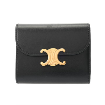 セリーヌ トリンオフ スモールフラップウォレット  ブラック 10D783DPV.38NO シャイニーカーフ レディース 財布 【中古】【purse】