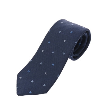 エルメス シルクタイ 7cm スプレッドH マリン/ブルーロワイヤル/シエル シルク100% メンズ 【中古】【other】