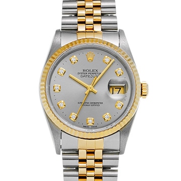 ロレックス デイトジャスト 36 16233G グレー/ダイヤモンド メンズ 時計 【中古】【wristwatch】