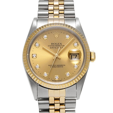 ロレックス デイトジャスト 16233G シャンパン/ダイヤモンド メンズ 時計 【中古】【wristwatch】