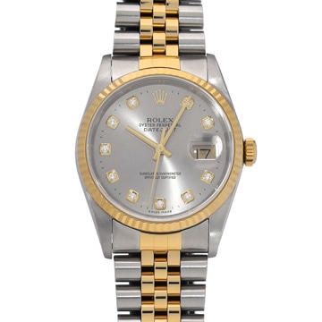 ロレックス デイトジャスト 36 16233G グレー/ダイヤモンド メンズ 時計 【中古】【wristwatch】