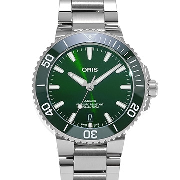 オリス アクイス デイト 01 733 7732 4157 グリーン メンズ 時計 【中古】【wristwatch】
