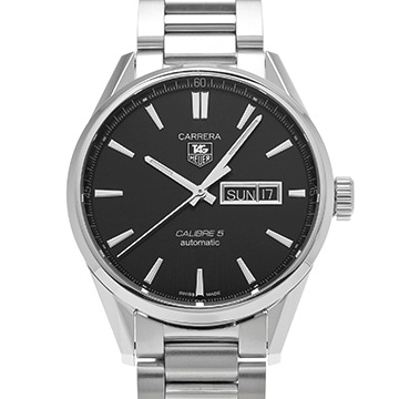 タグ ホイヤー カレラ キャリバー5 デイデイト WAR201A.BA0723 ブラック メンズ 時計 【中古】【wristwatch】