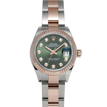 ロレックス レディ デイトジャスト 28 279171G オリーブグリーン/ダイヤモンド レディース 時計 【中古】【wristwatch】
