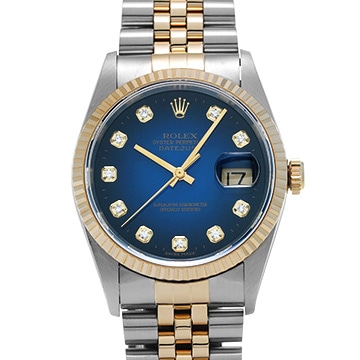 ロレックス デイトジャスト 16233G ブルー・グラデーション/ダイヤモンド メンズ 時計 【中古】【wristwatch】