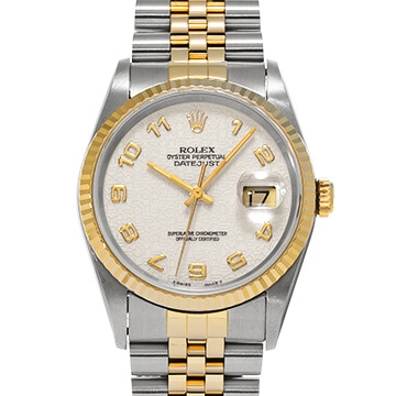 ロレックス デイトジャスト 16233 アイボリーコンピュータ メンズ 時計 【中古】【wristwatch】