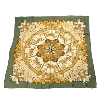 エルメス カレ 90 LUNA PARK イエロー系マルチカラー シルク100％ レディース 【中古】【other】