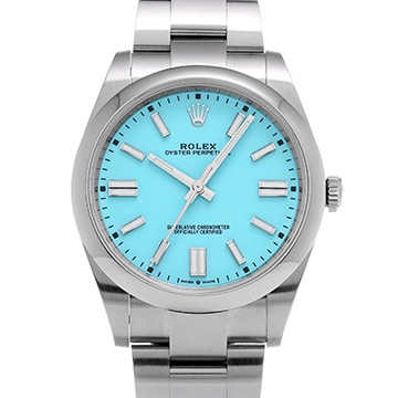 ロレックス オイスターパーペチュアル 41 124300 ターコイズブルー メンズ 時計 【中古】【wristwatch】