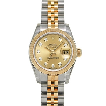 ロレックス デイトジャスト 179173G シャンパン/ダイヤモンド レディース 時計 【中古】【wristwatch】