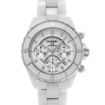 シャネル J12 クロノグラフ 41MM H2009 ホワイトラッカー/シルバー/ダイヤモンド メンズ 時計 【中古】【wristwatch】