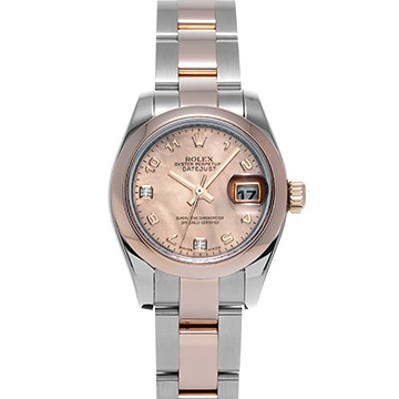 ロレックス デイトジャスト 179161N2BR ピンクシェル/2Pダイヤモンド レディース 時計 【中古】【wristwatch】