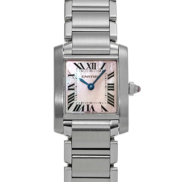 カルティエ タンク フランセーズ SM W51028Q3 ピンクシェル レディース 時計 【中古】【wristwatch】
