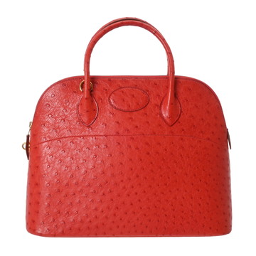 エルメス ボリード 37 ルージュヴィフ オーストリッチ レディース バッグ 【中古】【bag】