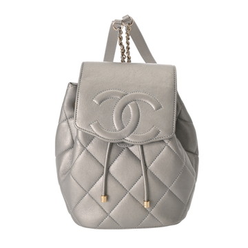 シャネル マトラッセ バッグパック シルバー カーフスキン レディース バッグ 【中古】【bag】