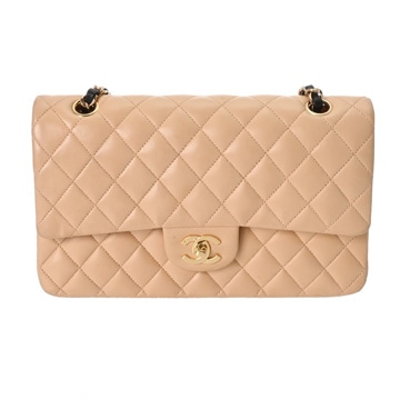 シャネル マトラッセ Wフラップ Wチェーン ショルダー 25 ベージュ A01112 ラムスキン レディース バッグ 【中古】【bag】