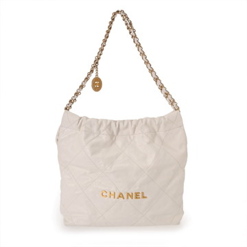 シャネル スモール ハンドバッグ CHANEL22 ホワイト AS3260 シャイニーカーフスキン レディース バッグ 【中古】【bag】