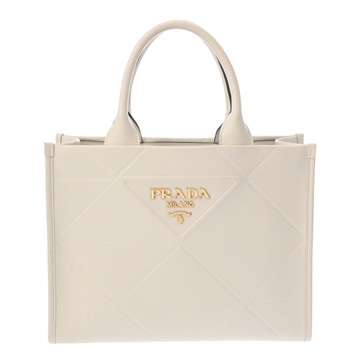 プラダ シンボル トップステッチ スモールバッグ ビアンコ 1BG439 ソフトカーフ レディース バッグ 【中古】【bag】