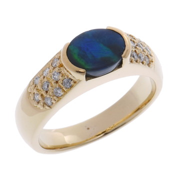 ノーブランド ブラックオパール リング ゴールド K18イエローゴールド YG レディース ジュエリー 【中古】【jewelry】