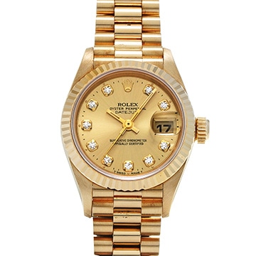 ロレックス デイトジャスト 69178G シャンパン/ダイヤモンド レディース 時計 【中古】【wristwatch】