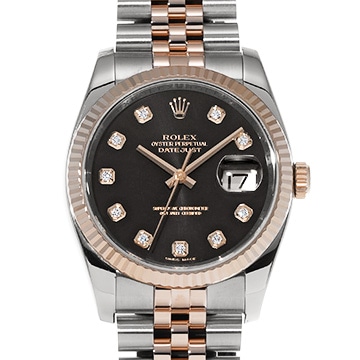 ロレックス デイトジャスト 36 116231G ブラック/ダイヤモンド メンズ 時計 【中古】【wristwatch】