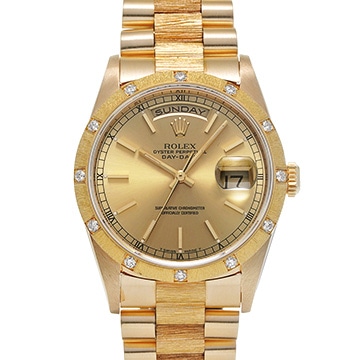 ロレックス デイデイト 36 バーク 18308 シャンパン メンズ 時計 【中古】【wristwatch】