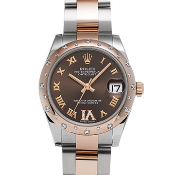 ロレックス デイトジャスト 31 178341 チョコレートブラウン/ダイヤモンド ユニセックス 時計 【中古】【wristwatch】
