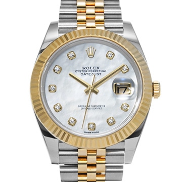 ロレックス デイトジャスト 41 126333NG ホワイトシェル/ダイヤモンド メンズ 時計 【中古】【wristwatch】