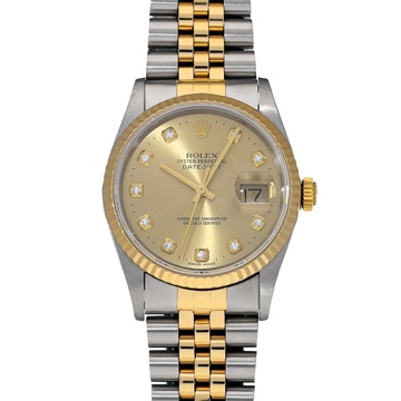 ロレックス デイトジャスト 16233G シャンパン/ダイヤモンド メンズ 時計 【中古】【wristwatch】