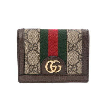 バレンシアガ GG ミニウォレット オフィディア ベージュ/エボニー/ブラウン 523155 GGスプリームキャンバス/レザー ユニセックス 財布 【中古】【purse】