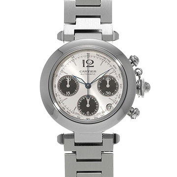 カルティエ パシャC クロノグラフ W31048M7 シルバー/ブラック メンズ 時計 【中古】【wristwatch】