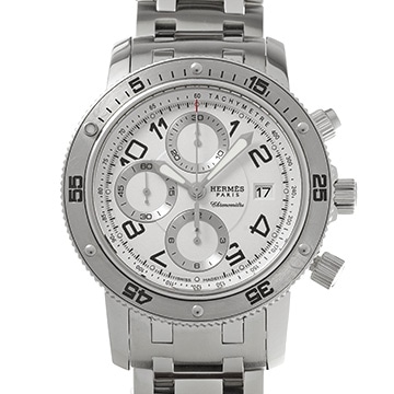 エルメス クリッパー ダイバー クロノグラフ CP2.910 ホワイト メンズ 時計 【中古】【wristwatch】