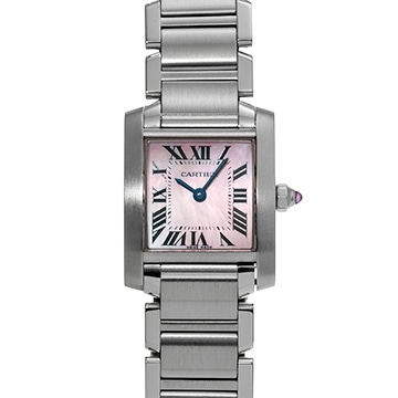カルティエ タンクフランセーズ SM W51028Q3 ピンクシェル レディース 時計 【中古】【wristwatch】