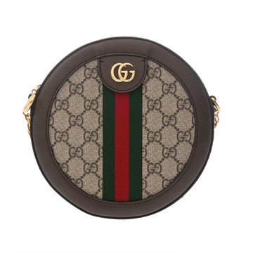 グッチ オフィディア ラウンドショルダーバッグ ベージュ/エボニー/ブラウン 550618 520981 レザー/GGスプリームキャンバス レディース バッグ 【中古】【bag】