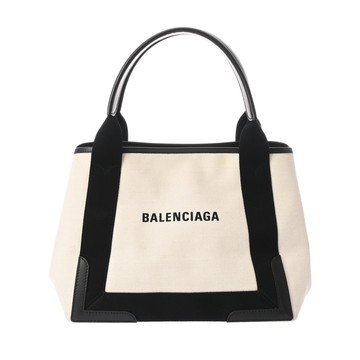 バレンシアガ ネイビーカバス S ホワイト/ブラック 339933 キャンバス/レザー レディース バッグ 【中古】【bag】