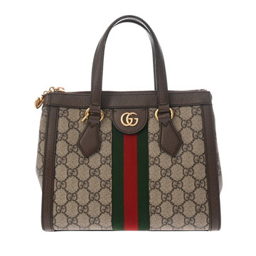 グッチ オフィディア スモール トートバッグ ベージュ/エボニー/ブラウン/ゴールド金具 547551 493075 GGスプリームキャンバス/レザー レディース バッグ 【中古】【bag】