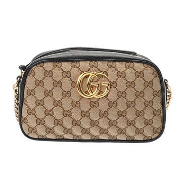 グッチ スモール カメラバッグ GGモーメント ベージュ/エボニー/ブラック 447632 GGキャンバス/レザー レディース バッグ 【中古】【bag】